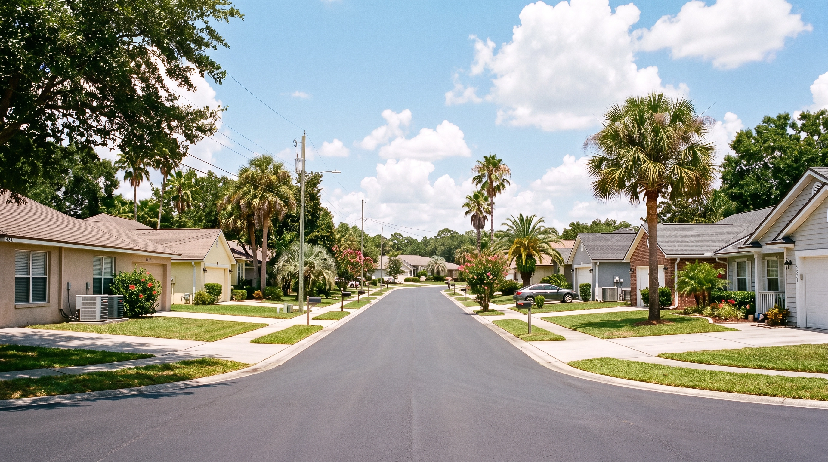 Jacksonville neighborhood street in summer heat