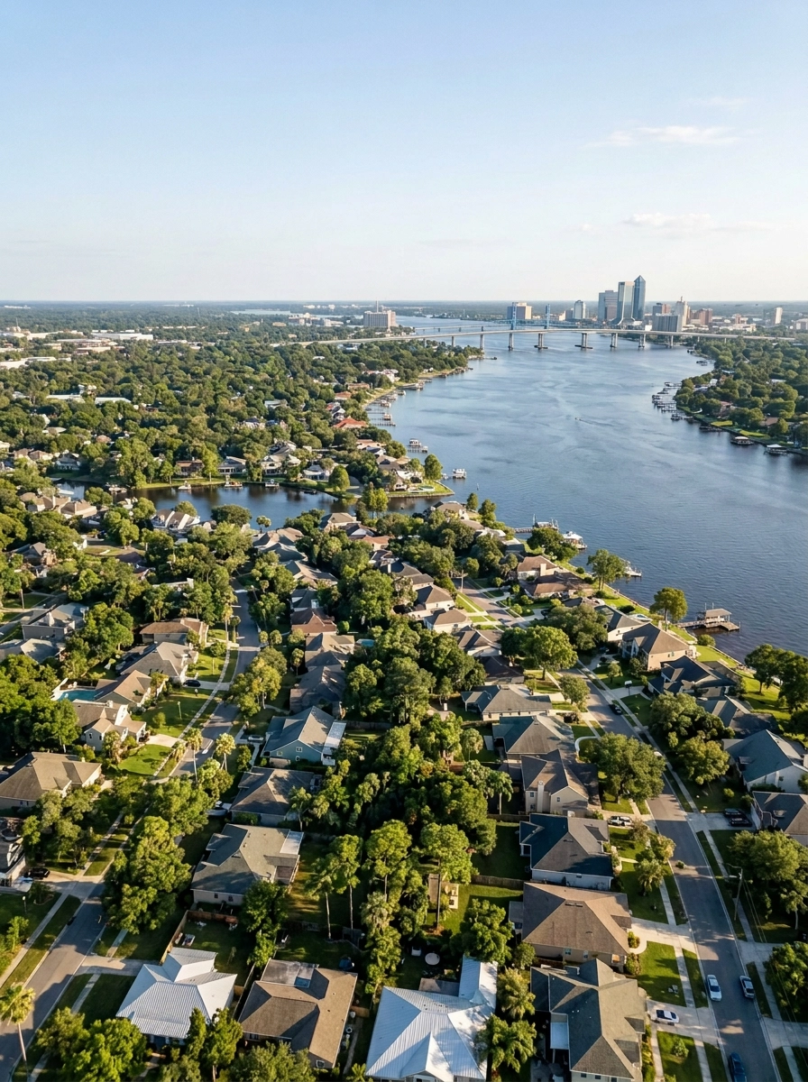 Aerial view of Jacksonville and the St. Johns River