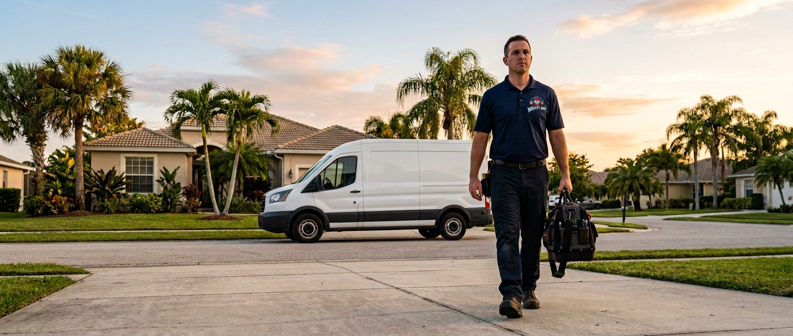 Mighty Air technician and service van in Jacksonville